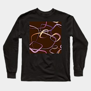 Abstract round shapes with a pastel gradient on chocolate brown Long Sleeve T-Shirt